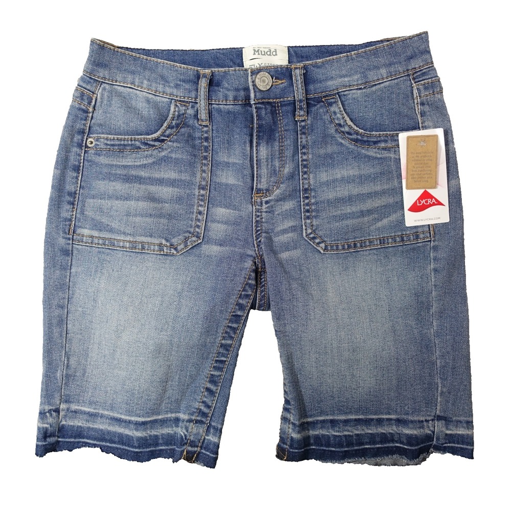 MUDD Jeans Shorts Juniors Size 5 Stretch Pockets Cotton Spandex Frayed